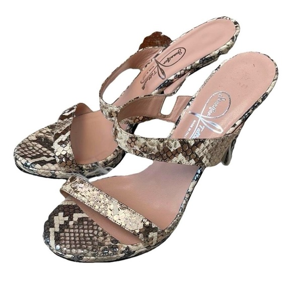 New Jennifer Tattanelli Leather Slip-on Multicolor Animal Metallic Heels 7.5.